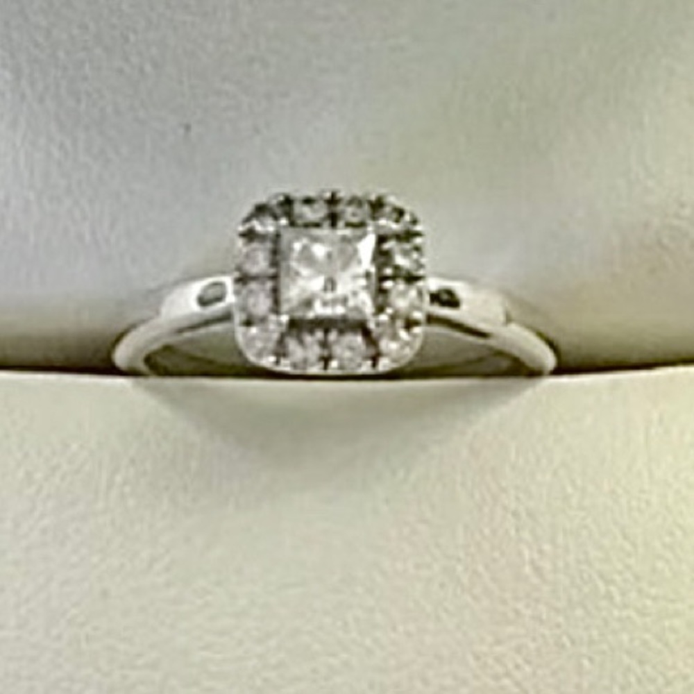 14K 0.36CT Diamond Ring Halo Princess Cut Littman Jewelers CLEANED & POLISHED